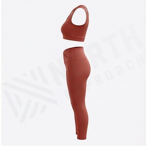 Ensemble de sport sans couture personnalisé pour femme : soutien-gorge de sport et leggings deux pièces, tenue de fitness sur mesure avec logo - Product Image 3