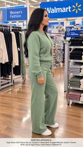 Conjunto Deportivo de Mujer en Verde Salvia con Cierre, Cuello Alto y Manga Larga, 2 en 1, Ligero e Informal - Product Image 3