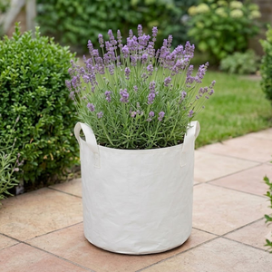 THUY LINH Panier de culture suspendu pour plantes et fleurs, en toile maillée laminée blanche, avec poignées en disque, pour jardin intérieur, imprimé sérigraphié - Product Image 2