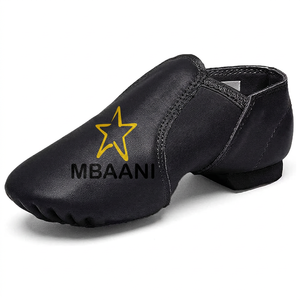 MBAANI Zapatos planos de baile de jazz para mujer, de cuero genuino negro, sin cordones, para práctica - Product Image 3