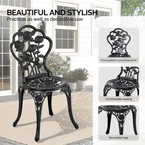 Set Bistrot da Esterno in Alluminio Pressofuso per Tutte le Stagioni, 3 Pezzi, con Tavolo e Sedie Rose per Patio, Giardino, Cortile 2 - Product Image 5