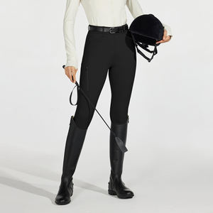 Pantalones de Montar Minimalistas Negros para Mujer con Logotipo Personalizado y Parche en la Rodilla para un Estilo Moderno y Alto Rendimiento (Jodhpur y Breeches) - Product Image 3