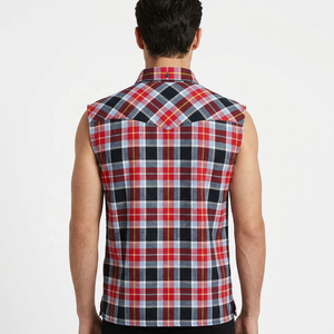 Camisas de Franela sin Mangas para Hombre, Duraderas, Clásicas, de Algodón Tejido, con Forro a Cuadros Icónico, Transpirables para Verano - Product Image 2