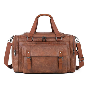 Sac de sport tendance en cuir véritable avec fermeture éclair, capacité de 36 à 55 L, idéal pour la gym, les sports, les affaires et les voyages de week-end - Product Image 1