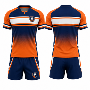 Camiseta de Rugby de Manga Corta con Cuello en V para Hombre, Transpirable, Verde, Blanco y Dorado, Sublimada, Absorbe la Humedad, Poliéster, Nombre del Club - Product Image 1