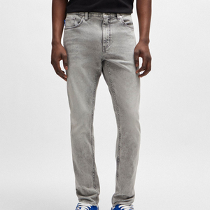 Trendy Pants Men <b>Jean</b> Pants Cotton Breathable Washed Straight Solid Color Denim Pants <b>Elastic</b> <b>Waist</b> Custom <b>Jeans</b> OEM Serviced - Product Image 2