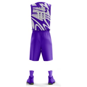 Ensemble de maillot de basket-ball géométrique sans manches pour adulte, toutes saisons, imprimé numérique, débardeur à col en V et short à séchage rapide - Product Image 3