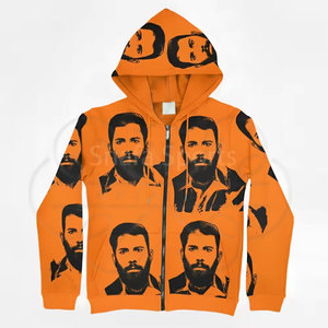 Sudadera con capucha informal para hombre, antiarrugas, ecológica, de forro polar estampado Asali, transpirable, de algodón y poliéster. - Product Image 5