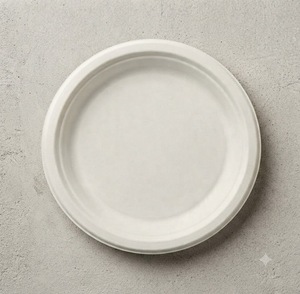 Assiette Ronde Écologique de 11 Pouces en Bagasse Naturelle Durable, Vaisselle Jetable Biodégradable en Pulpe de Canne à Sucre pour Buffet - Product Image 2