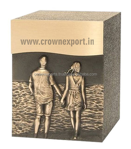 Urna Funeraria para Cenizas Humanas, Diseño Clásico en Metal Negro y Plateado, para Parejas, Modelo Truck & Heart - Product Image 5