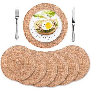 Ensemble de 6 sets de table en jute naturel, rondes de 13 pouces, tressées en rotin, pour une décoration de table bohème et rustique - Product Image 1