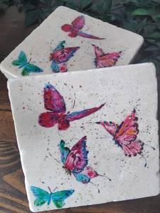 Posavasos de Mármol Rústico con Diseño de Mariposa, Regalo Único para Amantes de la Naturaleza - Product Image 4
