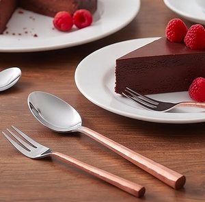 Ensemble de couverts modernes en acier inoxydable avec poignée en cuivre, finition miroir, résistant à la rouille, pour mariage et dîner - Product Image 4