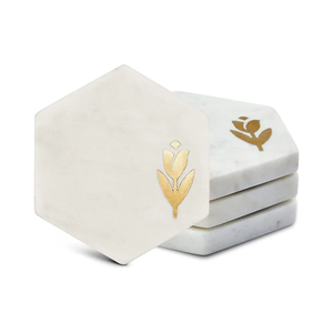 Eco-Friendly Marble <b>Table</b> Coasters Durable Washable Natural Stone Set for Dining and Kitchen Use Cut Technique - Product Image 4