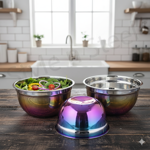 Ensemble de saladier en acier inoxydable de vente en gros unique fouet en métal pour cocktail de fête stockage d'œufs frais empilable nouveau shaker à cocktail - Product Image 1