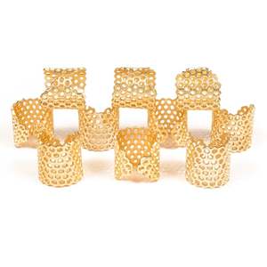 Juego de 12 Anillos para Servilletas de Metal Dorado, Decoración de Mesa con Textura Martillada Vintage - Product Image 5