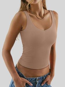 Camiseta sin mangas acanalada para mujer, a la moda, con doble forro, cuello en V, informal de verano, básica, 2026, moderna, para hacer ejercicio o salir. - Product Image 2