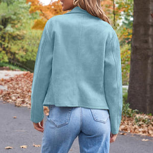 Chaqueta de Mujer 2026, Estilo Vintage, Color Azul Clásico, 100% Cuero de Gamuza, Personalizada, de Alta Calidad, Transpirable, Informal - Product Image 5