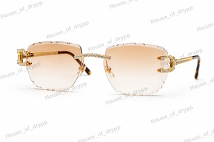 Gafas de sol cuadradas de lujo estilo hip hop unisex con montura sin borde, detalles de diamantes y moissanita en plata 925. - Product Image 6