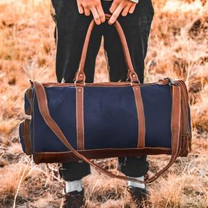 Sac de voyage en toile et cuir de haute qualité avec fermeture éclair, sac de transport OEM, export, imperméable LCTB-0081 - Product Image 2