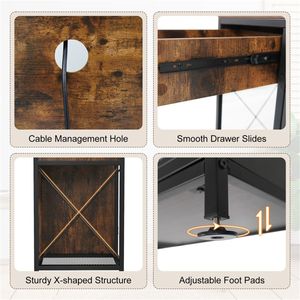 Rustic <b>Brown</b> Coffee Bar <b>Table</b> with Storage Drawer RGB LED and Power Outlet Elegant Home Furniture Cabinet - Product Image 4