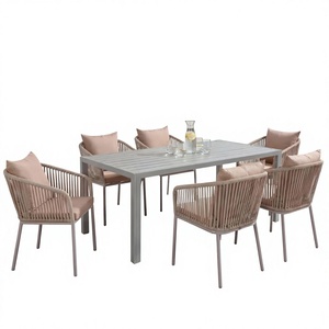 Muebles de Comedor para Exteriores OEM ODM, Estructura de Aluminio o Madera, Resistentes a la Intemperie, Juego de Comedor para Patio, Color de Cojines Personalizado - Product Image 1