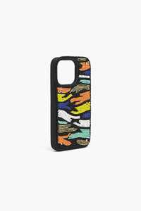 Handmade Custom Gift <b>Navy</b> Blue Phone Case with Glass Bead Embroidery Rectangular Shape Flower Theme Textile Craft <b>Accessory</b> - Product Image 6