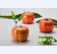 Bol en mélamine bicolore en forme de citrouille avec couvercle, bol de service alimentaire, bol individuel pour dessert et collation, décoration de table d'Halloween, sans BPA