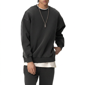 Sudadera de cuello redondo extragrande para hombre, verde liso, de algodón tejido, estilo casual para otoño, diseño antipilling - Product Image 2