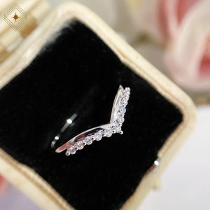 14k 925 Sterling <b>Silver</b> Chevron Wedding <b>Ring</b> Pave Lab Diamond CZ <b>Stacking</b> <b>Ring</b> Pave Lab Diamond Cz <b>Stacking</b> <b>Ring</b> Handmade Gifts - Product Image 5