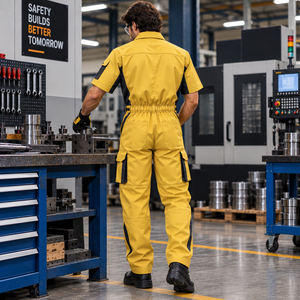 <b>Mens</b> Half Sleeve Industrial Work Coveralls Cotton Utility <b>Jumpsuit</b> Protective Workwear Uniform <b>for</b> Factory Construction - Product Image 4