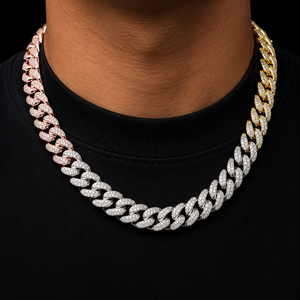 New Arrival 18K <b>Solid</b> Gold Moissanite Cuban Link Chain <b>Necklace</b> Hip Hop Style Unisex Everyday Wear Full Iced Designer Man Chain - Product Image 2