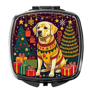 Yellow Labrador Retriever <b>Compact</b> Travel Makeup <b>Mirror</b> Portable Folding Handheld Design Christmas Gift for Women and Girls - Product Image 1