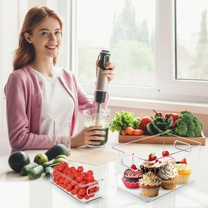 8 Pack Clear Plastic <b>Storage</b> Bins Pantry Organizers for Freezer Fridge & <b>Kitchen</b> Cabinets <b>Storage</b> B & <b>Boxes</b> - Product Image 2