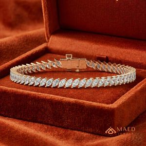 Pulsera de tenis de moissanita chapada en oro rosa, pulsera de cadena fina, joyería de moda para mujer, estilo elegante de Nueva York, moderno - Product Image 5