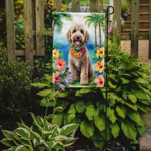Bandera de jardín Labradoodle Luau Multicolor, bandera decorativa para patio, obra de arte para patio para macizos de flores y decoración de buzón - Product Image 2