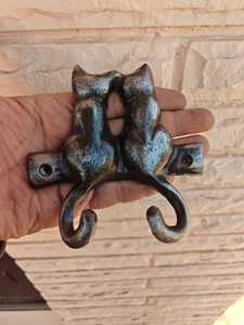 Antique Style <b>Cast</b> Iron Cat Wall Hooks Decorative Double Coat Hook Vintage Metal Animal Hanger for Keys Towels Bags Home Decor - Product Image 5