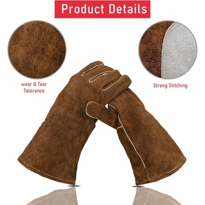 Gants de sécurité industriels en cuir haute performance pour la soudure, ignifuges pour la lutte contre les incendies, barbecue, excellente protection des mains - Product Image 3