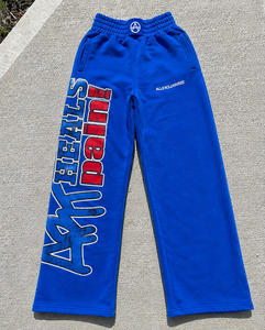 Custom Graphic <b>Print</b> Wide Leg Sweatpants <b>Men</b> Orange Heavyweight Fleece Jogger Pants Loose Fit Streetwear <b>Trousers</b> Wholesale - Product Image 4