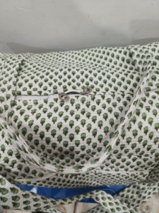 Handmade Manufacturer Quilted <b>Patchwork</b> Duffle Tote Shoulder Blue <b>Bag</b> Cotton Eco Friendly Travel Yoga Shopping Beach Boho Zipper - Product Image 2