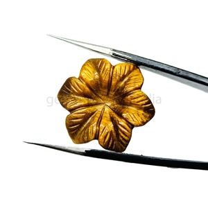 Perles de pierre naturelle œil de tigre sculptées en forme de fleur, breloques de 23 mm, pierres lâches sculptées en forme de fleurs pour la fabrication de bijoux, vente en gros - Product Image 5