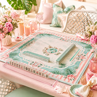 Tapis de Mahjong Américain au Design Original, 33 Pouces, en Néoprène Doux au Toucher, Tapis de Table de Luxe Élégant, Décoration Artistique Palm Beach, Tapis de Table de Mahjong