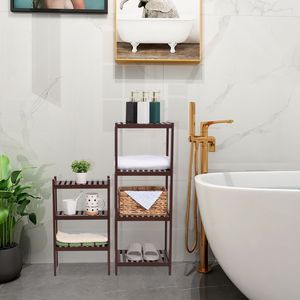 Scaffale da Bagno RT 100% Bambù Marrone Scuro 72x43.5x160.7cm con Ripiano Rimovibile a 7 Livelli Multifunzionale Installazione a Incasso - Product Image 3