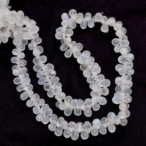 Natural White Moonstone Faceted Teardrop Shape Gemstone <b>Beads</b> 7x5mm Loose White <b>Stone</b> Briolette <b>Beads</b> For Jewelry Making Bulk - Product Image 4