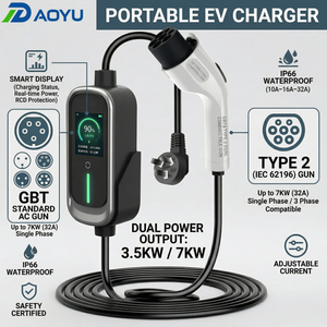 Chargeur EV portable intelligent de niveau 2, 48A, 11,5 kW, type 1 J1772, avec application WiFi Bluetooth OCPP, station de charge rapide pour Tesla J1772 - Product Image 3