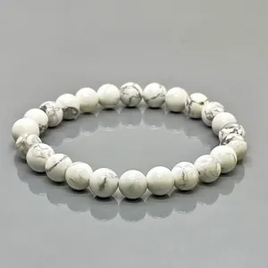 Natural Howlite 8mm Smooth Ball AA Grade Beads Trendy Unisex Gift <b>Stretch</b> <b>Bracelet</b> Healing Jewelry Wholesale - Product Image 2