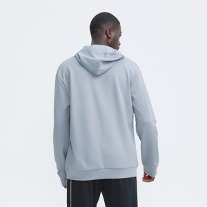 Sweat-shirt à capuche blanc pour homme, coupe classique, couleur unie, coton French Terry, décontracté, pour l'automne, avec poche - Product Image 6