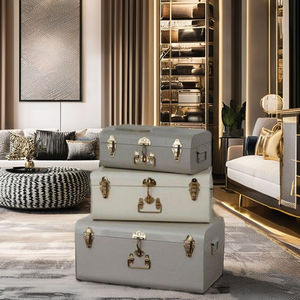 Premium Blue Metal <b>Storage</b> Trunk Set Decorative Organizer <b>Chest</b> Vintage Style Suitcase Box with Gold Locks home decor - Product Image 4