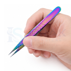 Pinzas de Precisión para Pestañas de Acero Inoxidable Rainbow con Punta Suave para Pestañas Clásicas y de Volumen - Product Image 6