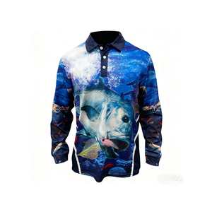 เสื้อโปโลตกปลาผู้ชายแบบสั่งทำ ลายหัวใจ พิมพ์ลายดิจิทัล แขนยาว UPF 50 โพลีเอสเตอร์ 100% 140 กรัม รับผลิตแบบ OEM - Product Image 5